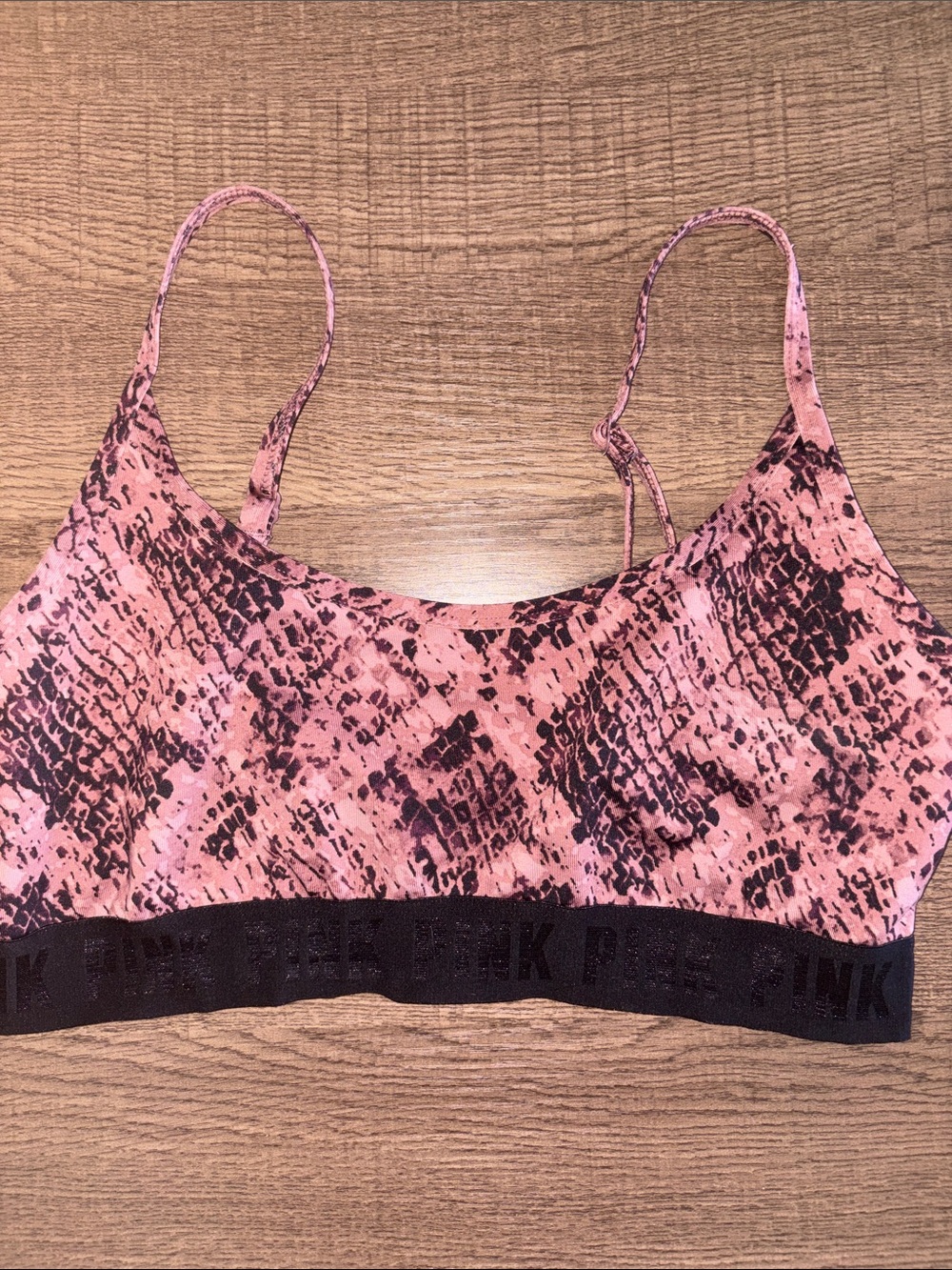 PINK Victoria's Secret Pink Snake-Print Bralette with Black Band